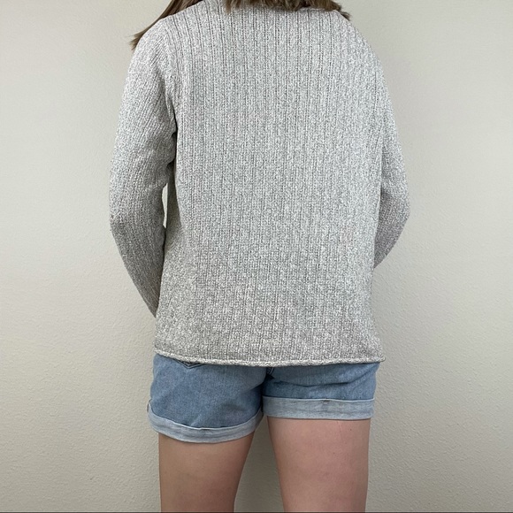 Eileen Fisher gray v neck knit sweater - Picture 8 of 9